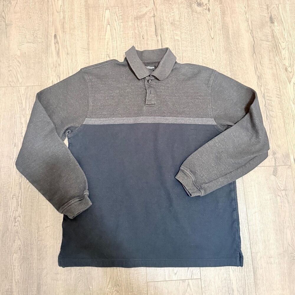 Van-heusen Y2K Preppy Men's Grey and Blue sweater